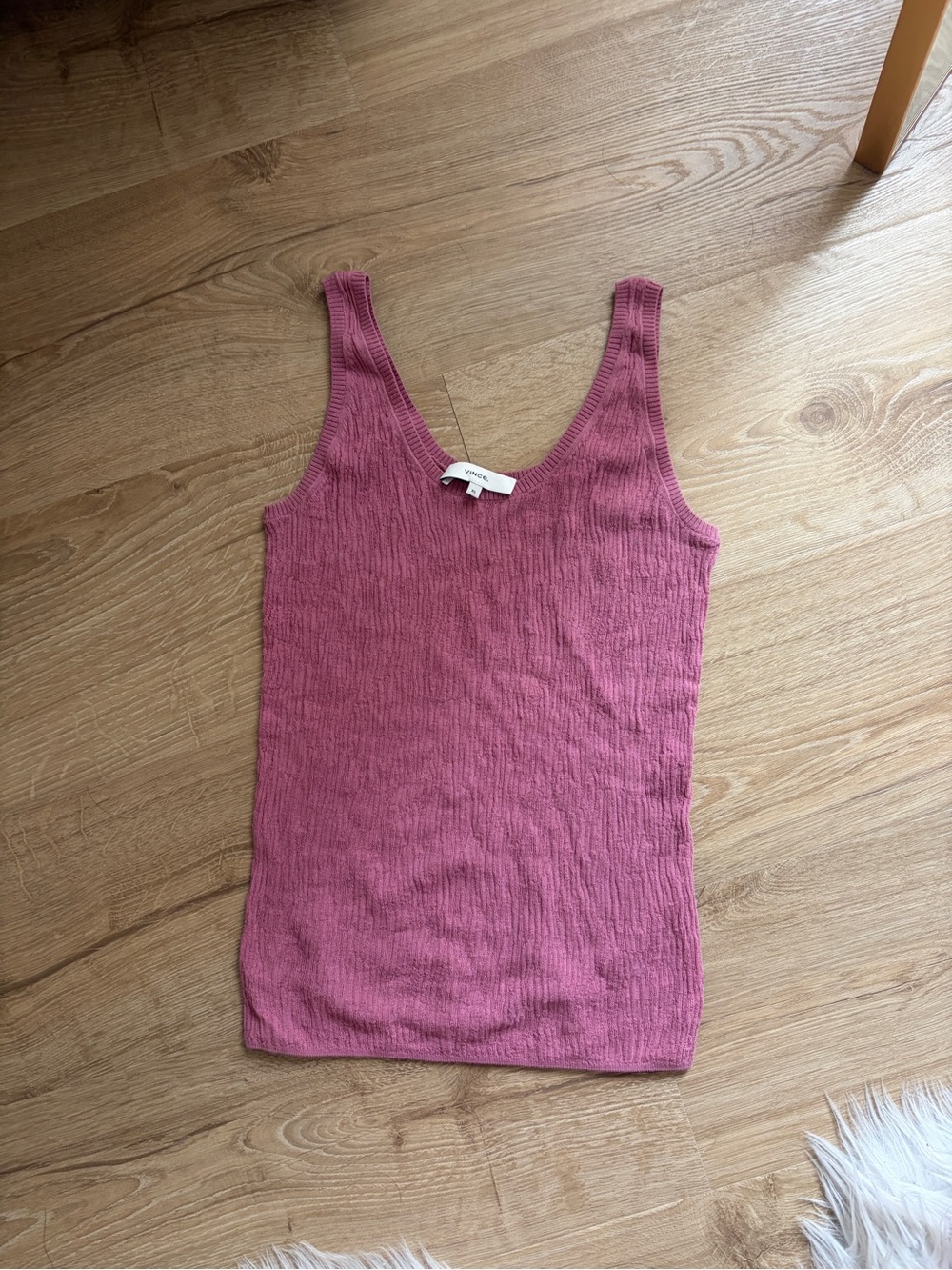 Vince Pink Ribbed Tank Top